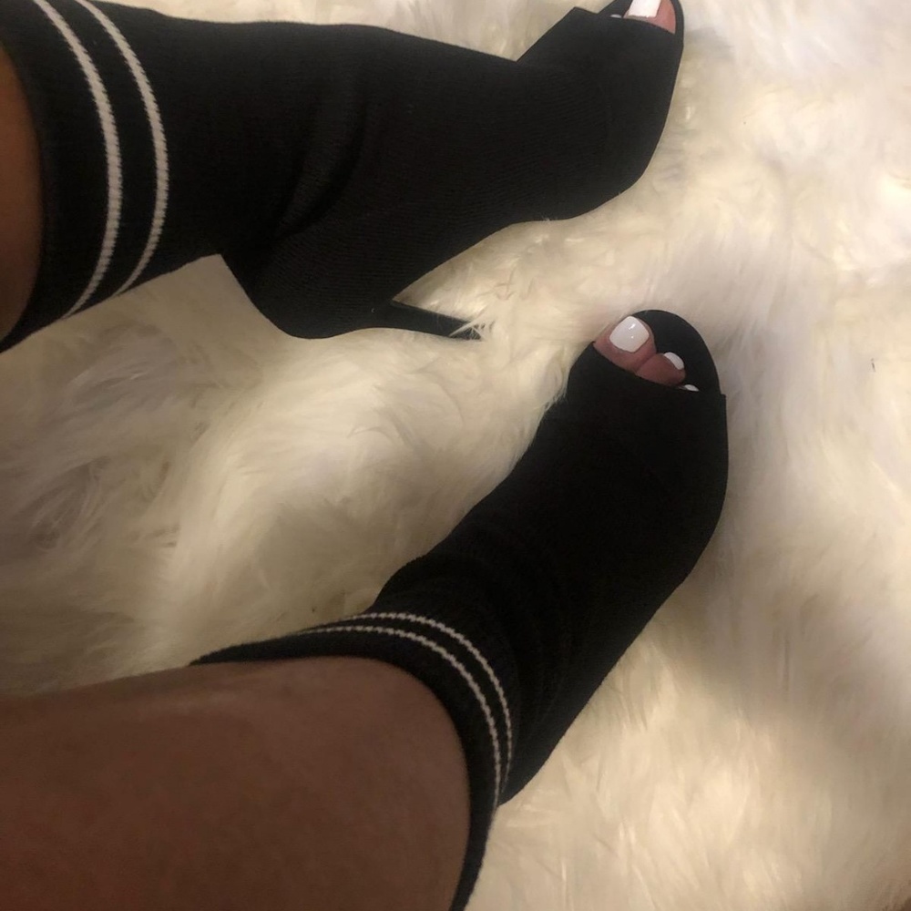 Black Sock Open Toe Heel
